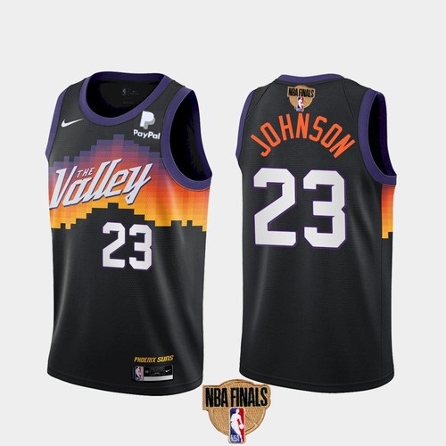 Men's Phoenix Suns #23 Cameron Johnson 2021 Black NBA Finals City Edition Stitched NBA Jersey